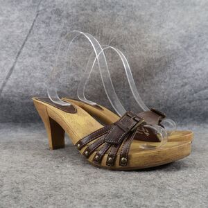 Lower East Side Shoes Womens 8.5 Sandals Wood Heel Buckle Strap Fashion Y2k 90s